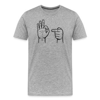 Signe de la main du sexe - Signe de la main du sexe - T-shirt bio Premium Homme - gris chiné - Devant - Damien (186cm)