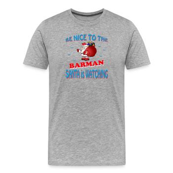 SANTA BARMAN - Männer Premium Bio T-Shirt - Grau meliert - Vorne - Damien (186cm)