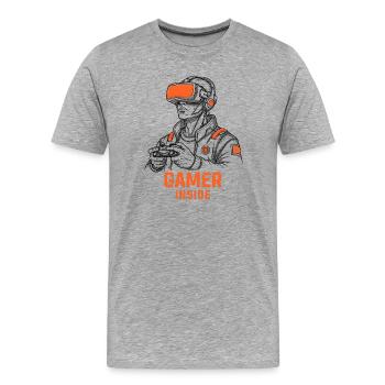 Gamer Inside VR Motif pour les gamers et les nerds - T-shirt bio Premium Homme - gris chiné - Devant - Damien (186cm)