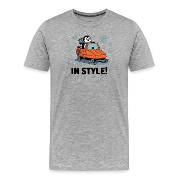 Pinguin-Schneemobil mit Stil - Männer Premium Bio T-Shirt - Grau meliert - Vorne - Damien (186cm)