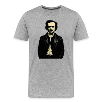 Edgar Allan Poe Noir Rebell Portrait - Männer Premium Bio T-Shirt - Grau meliert - Vorne - Damien (186cm)
