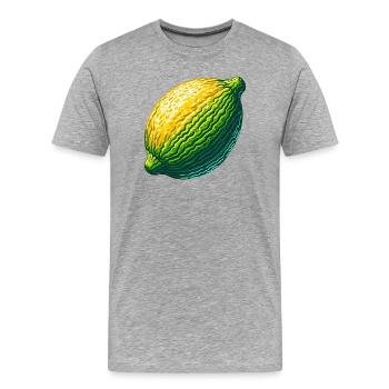 Abstract Lemon in Textured Green-Yellow - Men's Premium Organic T-Shirt - heather grey - Front - Damien (186cm)