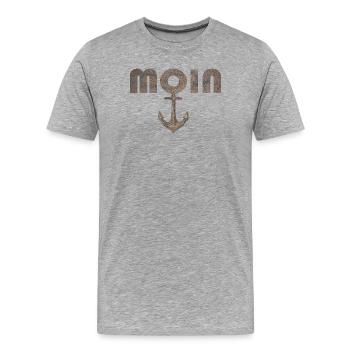 Moin mit Anker im rostigen Vintage Look - Männer Premium Bio T-Shirt - Grau meliert - Vorne - Damien (186cm)