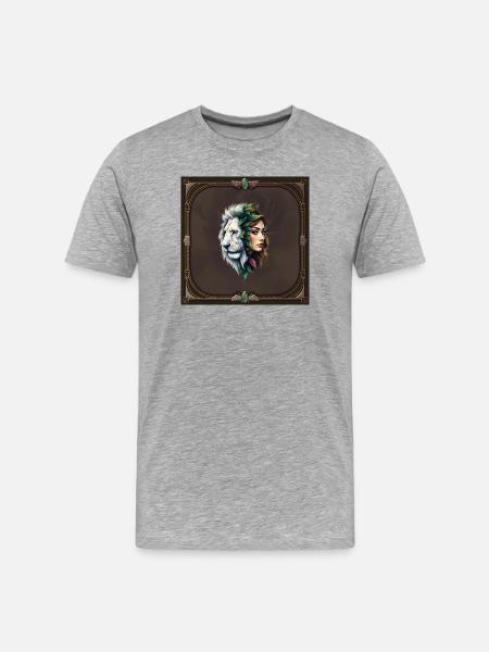 León y Musa Floral - Men's Premium Organic T-Shirt - heather grey