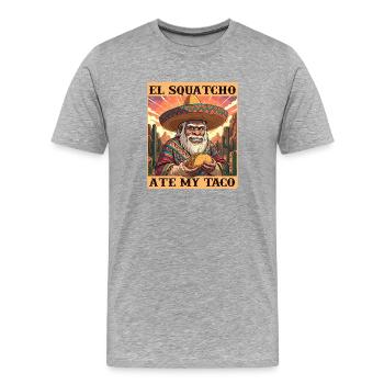 El Squatcho aß meinen Taco-Humor - Männer Premium Bio T-Shirt - Grau meliert - Vorne - Damien (186cm)