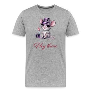 Hot Mouse with Glamour & Lipstick - Men's Premium Organic T-Shirt - heather grey - Front - Damien (186cm)