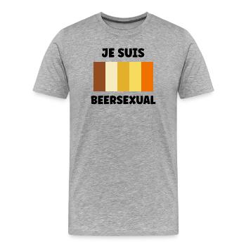 Beersexual - Men's Premium Organic T-Shirt - heather grey - Front - Damien (186cm)