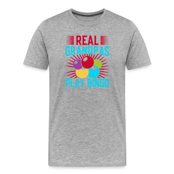 Bingo Game Real Grandpas Play Bingo - Men's Premium Organic T-Shirt - heather grey - Front - Damien (186cm)