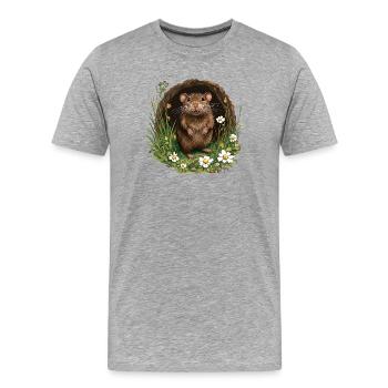 Souris des bois dans le portail des fleurs - T-shirt bio Premium Homme - gris chiné - Devant - Damien (186cm)