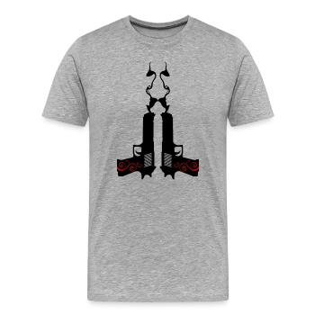 Rauchende Pistolen: Bang & Style - Männer Premium Bio T-Shirt - Grau meliert - Vorne - Damien (186cm)