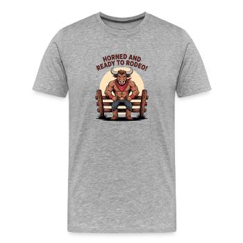 Gehörnt und bereit zum Rodeo - Männer Premium Bio T-Shirt - Grau meliert - Vorne - Damien (186cm)