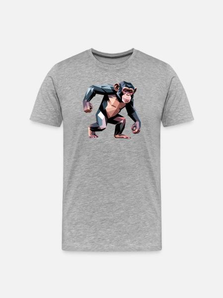Monkey - Cooles Low-Poly-Logo - Männer Premium Bio T-Shirt - Grau meliert