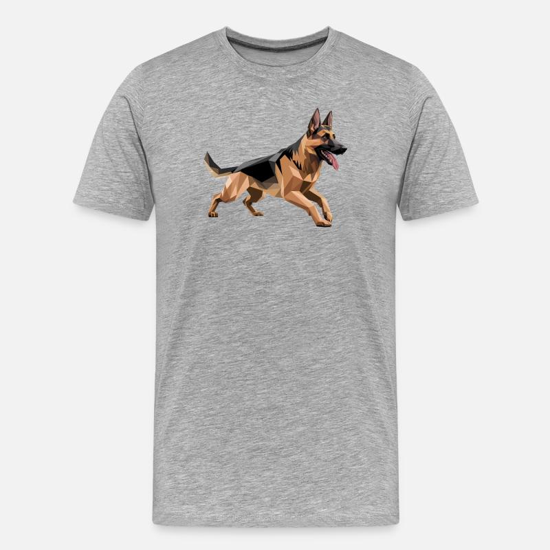 Deutscher Schäferhund - Cool Low Poly Logo - Männer Premium Bio T-Shirt - Grau meliert