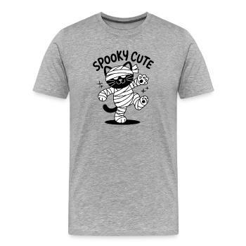 Süße Halloween Katzen Mumie - Männer Premium Bio T-Shirt - Grau meliert - Vorne - Damien (186cm)