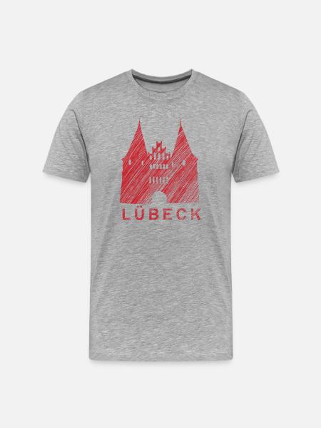 Lübeck Holsten Gate – Urban Sketch Design - Men's Premium Organic T-Shirt - heather grey