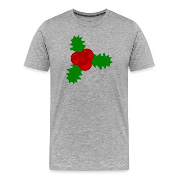 Holly Berries Christmas Motif - Men's Premium Organic T-Shirt - heather grey - Front - Damien (186cm)