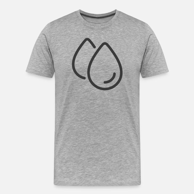 Doppelte Wassertropfen Linie Symbol Logo - Männer Premium Bio T-Shirt - Grau meliert