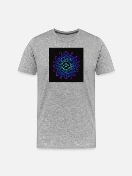 Eye in Neon Mandala - Men's Premium Organic T-Shirt - heather grey