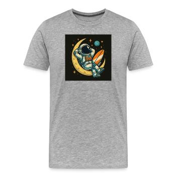 Mondkosmos Astro Surfer - Männer Premium Bio T-Shirt - Grau meliert - Vorne - Damien (186cm)