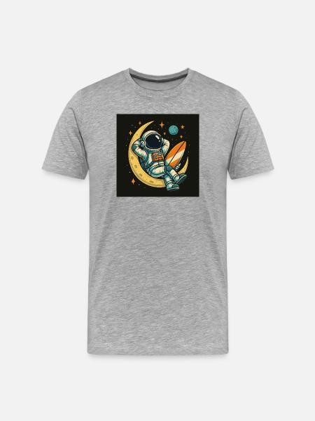 Lunar Cosmos Astro Surfer - Men's Premium Organic T-Shirt - heather grey