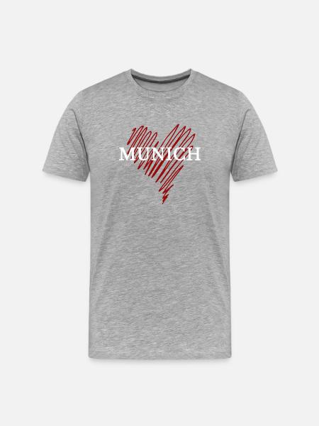 J’adore Munich, souvenir Munich - T-shirt bio Premium Homme - gris chiné