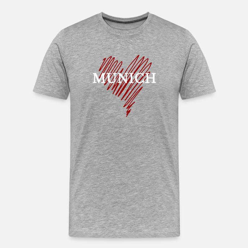 Ich liebe München, Souvenir München - Männer Premium Bio T-Shirt - Grau meliert