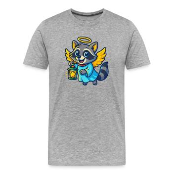 Conception de Noël Angel Raccoon - T-shirt bio Premium Homme - gris chiné - Devant - Damien (186cm)