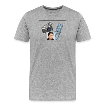 Foto-Dampf - Männer Premium Bio T-Shirt - Grau meliert - Vorne - Damien (186cm)