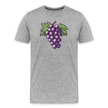 Violette Pixeltrauben - Männer Premium Bio T-Shirt - Grau meliert - Vorne - Damien (186cm)