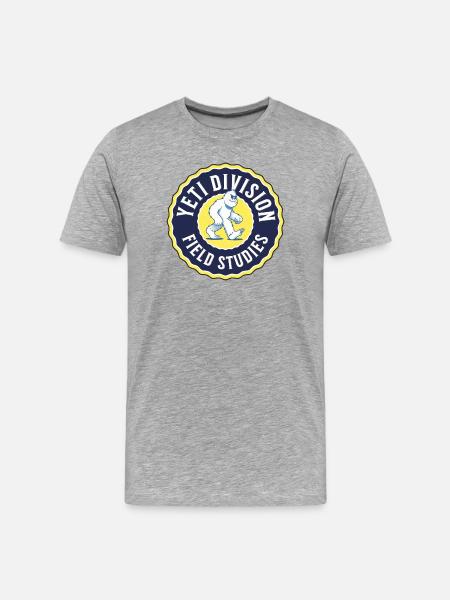 Yeti-Abteilung — Abzeichen für Feldstudien - Männer Premium Bio T-Shirt - Grau meliert