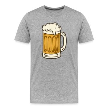 Bière Verre à bière Chope à bière Chop de masse de bière pression - T-shirt bio Premium Homme - gris chiné - Devant - Damien (186cm)