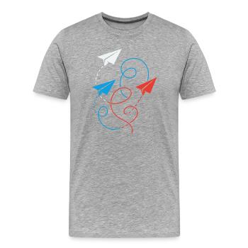 avion en papier - T-shirt bio Premium Homme - gris chiné - Devant - Damien (186cm)
