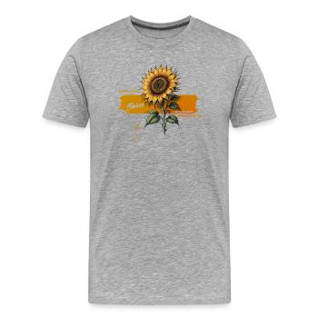 Sonnenblume Glanz Wachstum Glück - Männer Premium Bio T-Shirt - Grau meliert - Vorne - Damien (186cm)