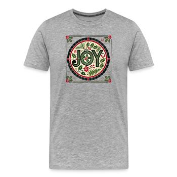 Joy Roundel Holly Wreath - Men's Premium Organic T-Shirt - heather grey - Front - Damien (186cm)