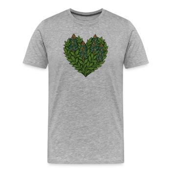 Botanical Heart Leaves Motif - Men's Premium Organic T-Shirt - heather grey - Front - Damien (186cm)