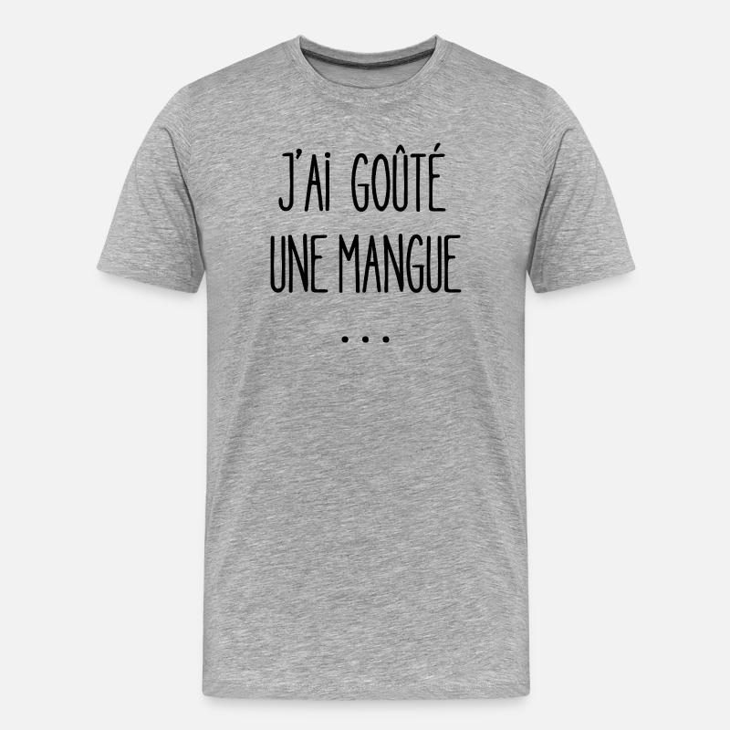 Ich habe eine Mango probiert - Männer Premium Bio T-Shirt - Grau meliert