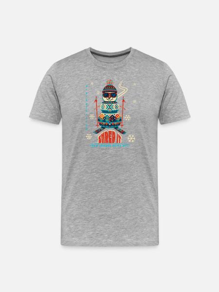 Skiing Snowman - Snow Legends Never Melt - Men's Premium Organic T-Shirt - heather grey
