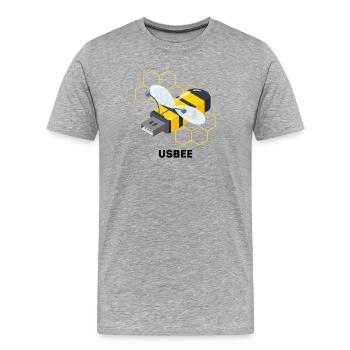 USBEE - Niedliches USB-Bienen-Wortspiel - Männer Premium Bio T-Shirt - Grau meliert - Vorne - Damien (186cm)