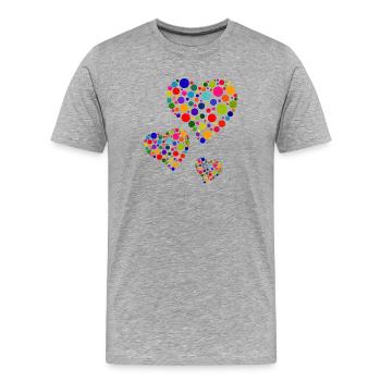 Bunte gepunktete Herzen - Männer Premium Bio T-Shirt - Grau meliert - Vorne - Damien (186cm)