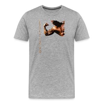 Conception de force pauvre musculaire - T-shirt bio Premium Homme - gris chiné - Devant - Damien (186cm)