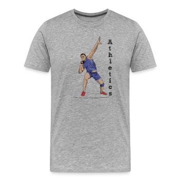 Lancer du poids - T-shirt bio Premium Homme - gris chiné - Devant - Damien (186cm)