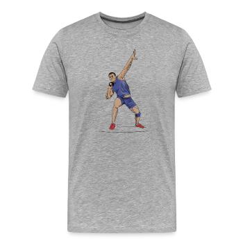 Lancer du poids - T-shirt bio Premium Homme - gris chiné - Devant - Damien (186cm)