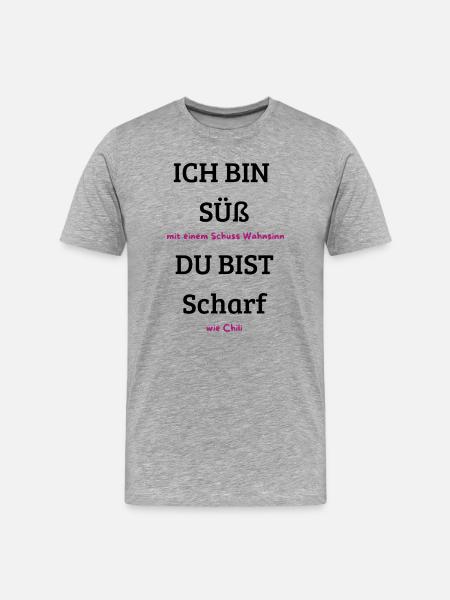 Schuss Wahnsinn Neon Pink - Männer Premium Bio T-Shirt - Grau meliert