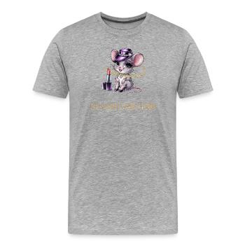 Hot Mouse with Glamour & Lipstick - Men's Premium Organic T-Shirt - heather grey - Front - Damien (186cm)
