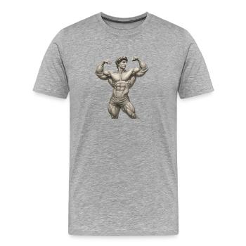 Portrait Musculaire Vintage - T-shirt bio Premium Homme - gris chiné - Devant - Damien (186cm)