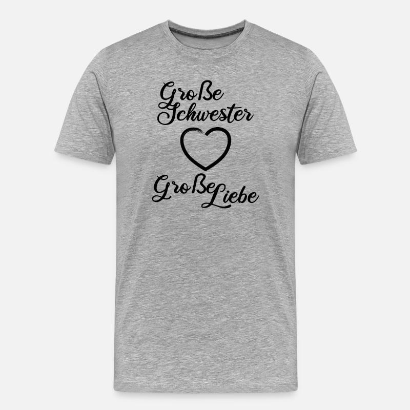 Große Schwester Große Liebe - Männer Premium Bio T-Shirt - Grau meliert