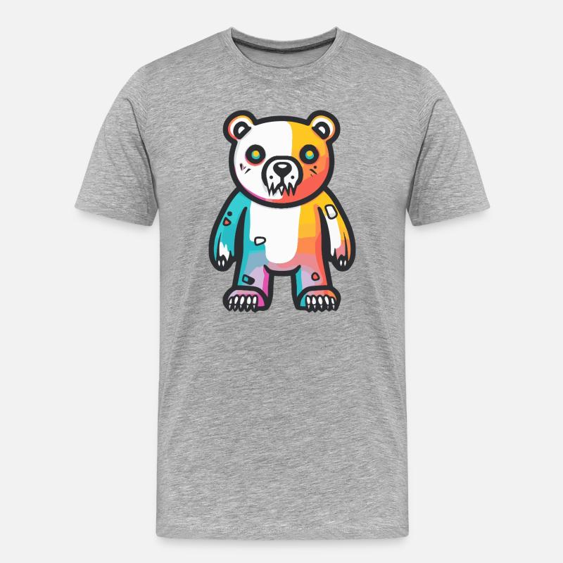 Eisbär Halloween Comic Lustig - Männer Premium Bio T-Shirt - Grau meliert