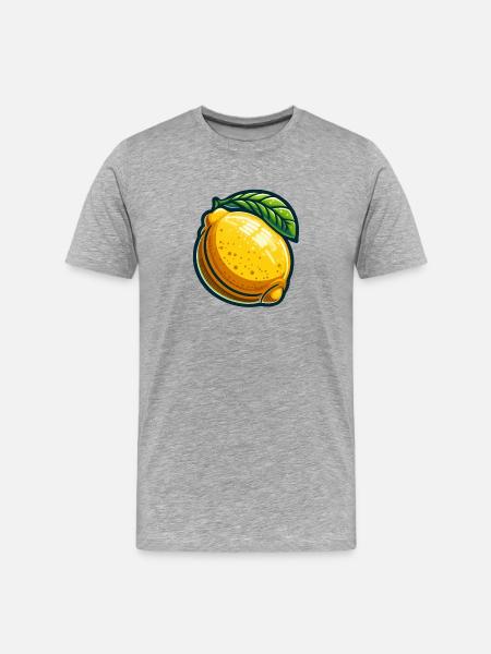 Lemon Cartoon Yellow Glow - Men's Premium Organic T-Shirt - heather grey