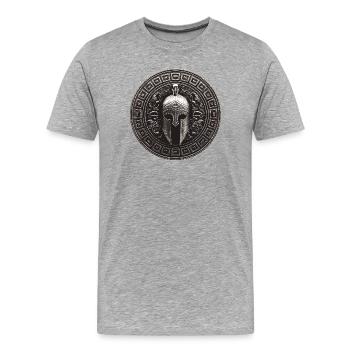 Casque Spartiate Mythologie Gladiateur - T-shirt bio Premium Homme - gris chiné - Devant - Damien (186cm)