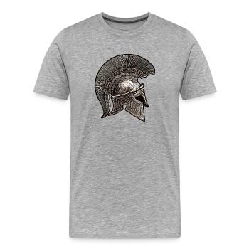 Casque Spartiate Symbole Mythologie - T-shirt bio Premium Homme - gris chiné - Devant - Damien (186cm)